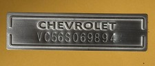 1950’s-60’s CHEVROLET DOOR DASH TAG DATA SERIAL NUMBER PLATE Stamped w/ Your VI# picture