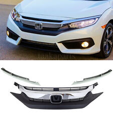 Front Bumper Grille Grill W/Chrome Eyelid Molding For 2016-18 Honda Civic Sedan picture