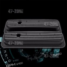 ALUMINUM For 1987-97 CHEVY SHORT VALVE COVERS CENTER BOLT POLISHED FINNED BLACK picture