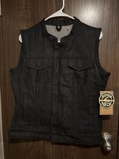 Ludlow - Denim Rough Neck Raw Denim Motorcycle Vest Size Women’s Medium NWT picture