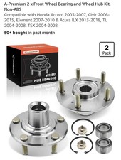 A-Premium 2 x Front Wheel Bearing and Wheel Hub Kit, Non-ABS Compatible Honda picture