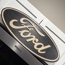 NEW-Official Merchandise Ford Oval Logo Black Wooden Sign-2D Wall Art-23”X 9” picture