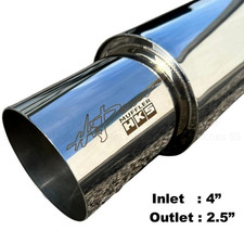 HKS OEM HI-POWER UNIVERSAL SINGLE EXHAUST MUFFLER Inlet 2.5 Outlet 4.0 Inches SS picture