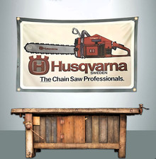 HUSQVARNA CHAIN SAW 3' X 5' BANNER FLAG (VINTAGE LOOK) picture