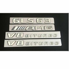 Chrome Trunk Fender Emblems Badges for Mercedes Benz X166 GLS63 AMG V8 BITURBO picture