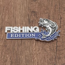 3D Metal Fishing Edition Car Emblem, Jumping Bass Fish Water Splash Auto Badge picture