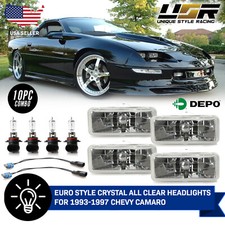 Euro Crystal Clear Low + High Beam Headlight +Wiring For 1993-1997 Chevy Camaro picture