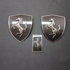 Ferrari 360 365 Carbon Fiber Fender Shield & Front Bonnect Badge Emblen Set picture