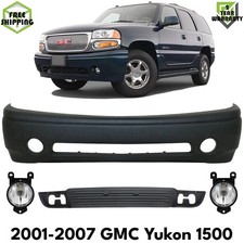 Front Bumper Cover Primed Plastic & Fog Lights Kit For 2001-2007 GMC Yukon 1500 picture