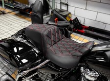 For Harley Electra Glide 2008-2022 Gel 1-Piece Passenger Driver Diamond Red Seat picture
