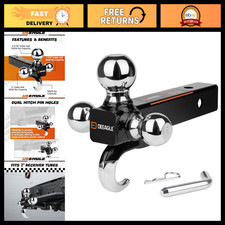 3 Ball Hitch with Hook for 2” Receiver, Heavy Duty Towing Accessory, Durable Tra picture