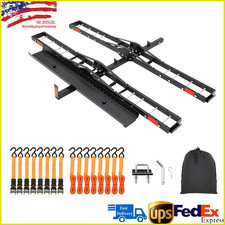 Dual Motorcycle Steel Hitch Mount Hauler 600 LBS Dirt Bike Hitch Carrier w/Ramp picture