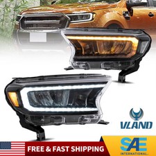 VLAND Full LED Dual Beam Headlights Fit Ford Ranger 2015-2021 2017 2018 2019 Set picture