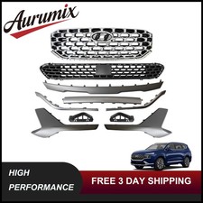 Fits 2021-2023 Hyundai Santa Fe Front Upper Lower Grille & Skid Plate Molding picture