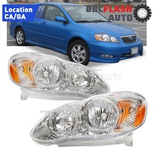 Pair Chrome Housing Headlights Fit For Toyota Corolla HeadLamps 2003-2008 picture