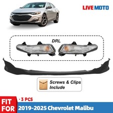 For 2019-2025 Chevrolet Malibu Front Lower Bumper Cover Black Primed w/ LED DRL picture