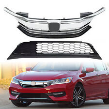 For 2016 2017 Honda Accord Sedan 4D Front Bumper Grille Grill Upper Lower Kit picture