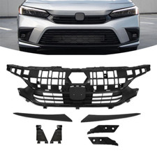 Front Bumper Upper Grille&Molding Set Black For 2022 2023+ Honda Civic Sedan 4D picture
