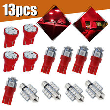 13x Auto Dome License Plate Lamps Red Car LED Interior Bulbs Light Package Kit picture
