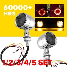 Motorcycle Blinker LED Red Amber Turn Signals Universal Light Chrome 1-5SET picture