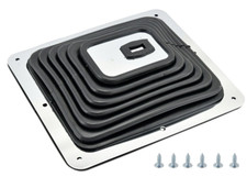 Universal Large Hurst Style Rubber Shifter Boot W Chrome Plate Kit 7-3/4 x 8-3/4 picture