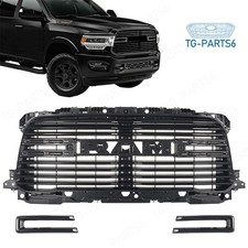 Front Bumper Upper Grille Grill For 2019-2024 Dodge Ram 2500 3500 Gloss Black picture