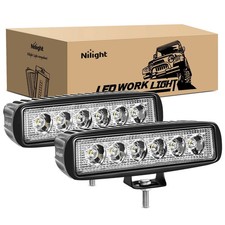 Nilight LED Light Bar 2PCS 18W 6Inch Flood LED Pods Offroad Fog Light Waterproof picture