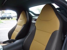 for PONTIAC SOLSTICE 2006-2009 S.LEATHER CUSTOM FIT 2 FRONT COVERS BLACK/BEIGE picture