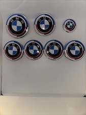 （7x）New BMW 50th Anniversary Emblem Centre Caps Badges Set 82mm 74mm 68mm 45mm picture