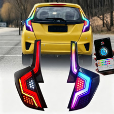 RGB LED Smoked Tail Lights Assembly For 2014-2020 Honda Fit Jazz GK5 Pair picture