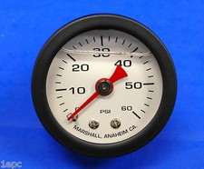Marshall Gauge 0-60 PSI Fuel Oil Gas Pressure White Black Casing 1.5