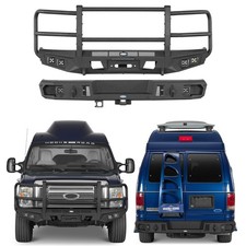 Grille Guard Front Rear Bumper Fit 08-14 Ford E-350 w/ Winch Plate & Skid Plate picture