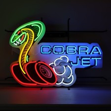 Ford Cobra Jet Mustang Red White Neon Sign Wall Mount Neonetics 30