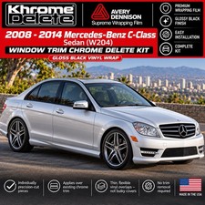 2008-2014 Mercedes-Benz C-Class W204 Window Trim Chrome Delete Gloss Black Vinyl picture