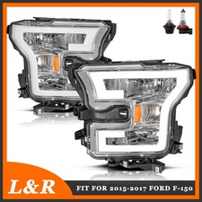FOR 15-17 FORD F150 3D LED DRL TUBE RUNNING STRIP HEADLIGHT/LAMPS CHROME/AMBER picture