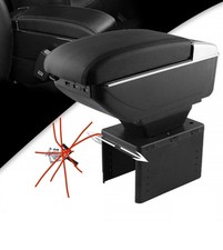 Double Layer Armrest Box Front Center Console Black Leather w/ 7 USB Ports picture