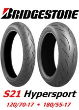 BRIDGESTONE S21 BATTLAX HYPERSPORT 120/70R17 & 180/55R17 TIRE SET HONDA SUZUKI picture