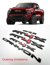 OVERLAY 5PCS Matte Black Door Grill Rear Red AT4X Canyon Emblem Fit 2023+ Canyon picture