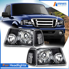 For 2001-2011 Ford Ranger Pickup Black Left & Right Headlight & Corner Light Set picture