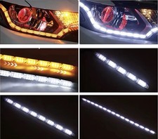 AUXESS LED DRL Headlight Strips Pair White DRL Sequential Amber Turn Signal picture