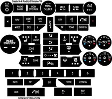Fits SAAB 3 Gen 9-5NG 9-4X Button Repair Decal Set Climate Control Radio Stereo picture