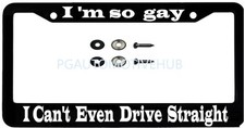 License Plate Frame Stainless Steel Vinyl Lettering for I'm So Gay picture
