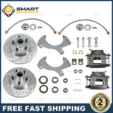 For 48-56 Ford F100 Half Ton Truck Vented Drilled Deluxe Disc Brake Kit, 5x4.5