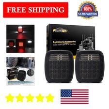 2Pcs 38 LED Smoked Square Tail Lights - Universal Waterproof Design for Trucks picture