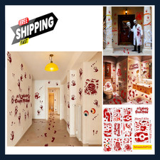 Halloween Window Cling Stickers 9 Sheets Bloody Handprint Footprint Decal PVC picture