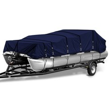 1200D Heavy-Duty Pontoon Boat Cover Metal Windproof Buckle Straps Waterproof picture