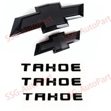 5PC Gloss Black TAHOE Front Rear Bowtie EMBLEM Fit For 2015-2020 Chevrolet Tahoe picture