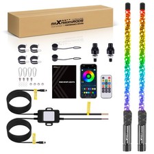 2X 2FT Spiral LED Fat Whip Light Antenna RGB Chasing For Can-am X3 RZR UTV ATV picture