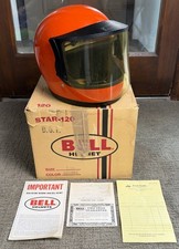 Vintage 1974 Orange Bell Star-120 Full Face Helmet w Visor Box & Paperwork 7 3/8 picture
