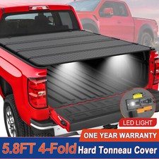 5.7/5.8FT 4-Fold Hard Tonneau Cover For 2009-2026 Ram 1500 Truck Bed w/ LED Lamp picture